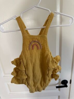 Wild Wawa Mustard Yellow Ruffled Baby Romper
